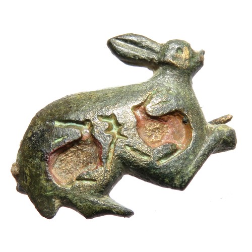 80 - Roman Zoomorphic Brooch. Circa 3rd century CE. Copper-alloy, 21mm x 6mm 4.30 grams. An animal type p... 