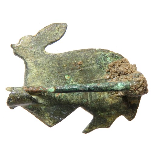 80 - Roman Zoomorphic Brooch. Circa 3rd century CE. Copper-alloy, 21mm x 6mm 4.30 grams. An animal type p... 