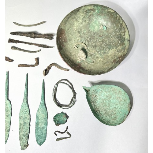 93 - Ancient Metal Work And Pottery Group. Circa 1st century BCE-3rd century CE. An interesting lot to in... 