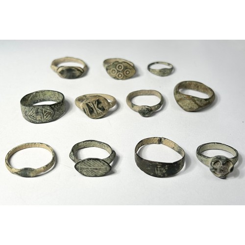 96 - Collection of Ancient Finger Rings (11). Circa 3rd-14th century CE. A selection of Eastern origin ri... 