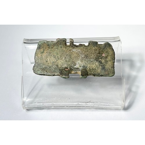 107 - Anglo Saxon Wrist Clasp. Circa 6th century CE. Copper-alloy, 40mm x 19mm 9.24g. Detailed with stylis... 