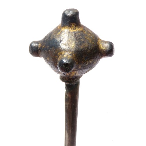 109 - Anglo-Saxon Silver-Gilt Pin. Circa 10th-11th century CE. Silver, 72mm x 13mm 5.29g. A spherical head... 