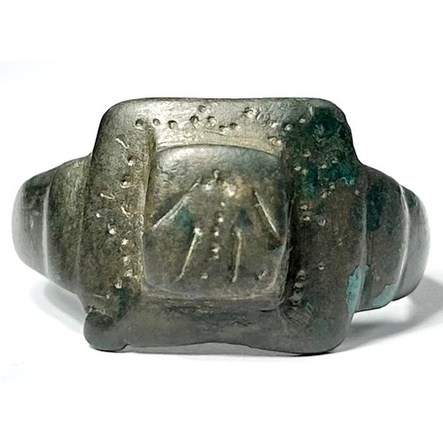 130 - Late Roman / Migration Period Bronze Ring. Circa 5th-6th century CE. size: UK, V. US: 10.5. Copper-a... 