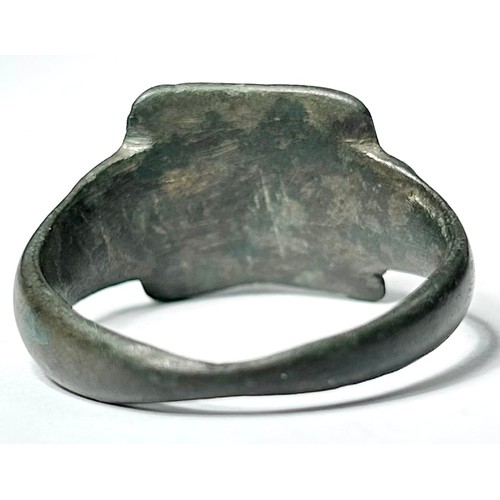 130 - Late Roman / Migration Period Bronze Ring. Circa 5th-6th century CE. size: UK, V. US: 10.5. Copper-a... 