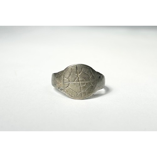 111 - Anglo-Saxon Silver Finger Ring. Circa 8th-9th century CE. size: UK, R. US: 8.5. Silver, 3.50g. A fla... 