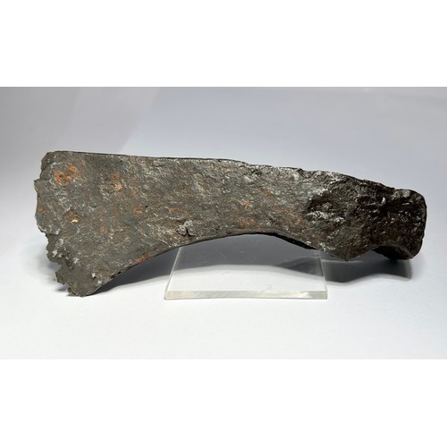 115 - Anglo Saxon Axe. Circa 8th-9th century CE. Western Europe. Iron, 130 mm x 25mm. 289.28 grams. A smal... 