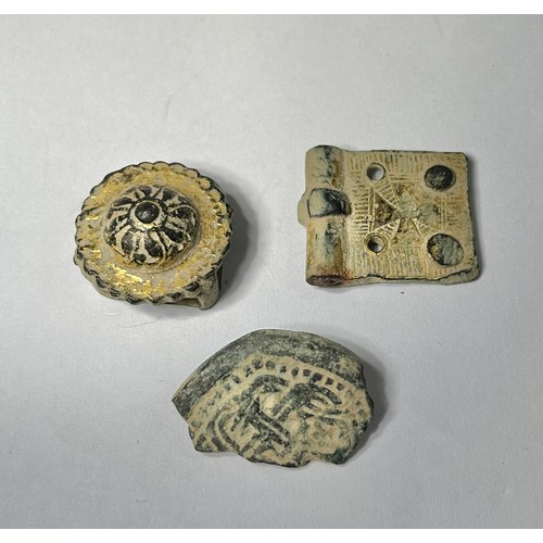 101 - European Dark Ages Artefact Group (3). Circa 7th-9th century CE. Copper-alloy, 27mm-30mm. To include... 