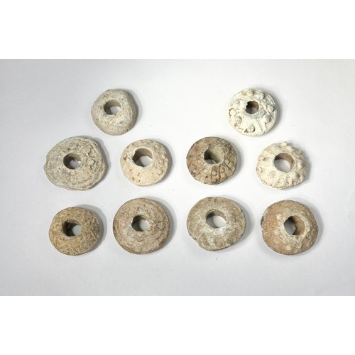 140 - Large Collection of Medieval Spindal Whorls. Circa 11th-14th century CE. Lead, 134mm x 9mm - 29mm x ... 