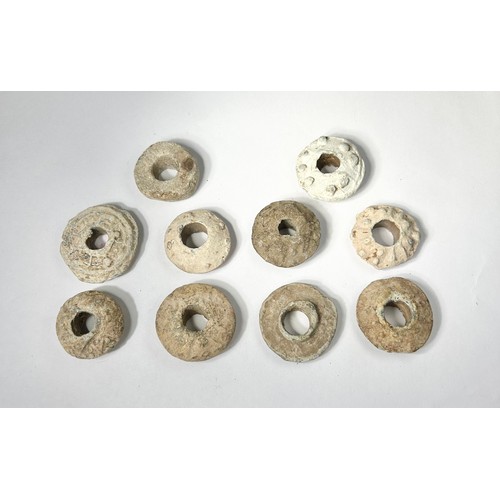 140 - Large Collection of Medieval Spindal Whorls. Circa 11th-14th century CE. Lead, 134mm x 9mm - 29mm x ... 