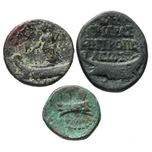 172 - Ancient Greek Coin Group (3). Circa 2nd - 1st century BCE. Copper-alloy, 14 mm - 20 mm. Phoenician i... 