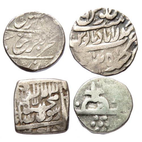 215 - Indian Coin Group, Silver Rupees (4). Circa 16th - 19th century CE. Silver, 18mm - 22mm. Issues of, ... 