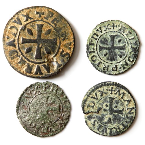 212 - Group of Venitian Colonial Coins (4). Cyprus. Circa 16th century CE. Billon, 11mm-19mm. Issues of Ma... 