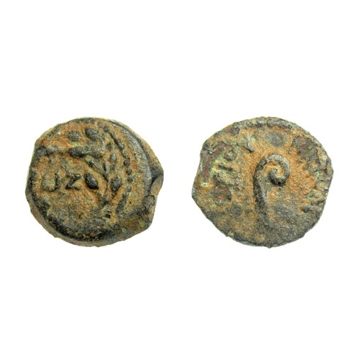 194 - JUDAEA, Procurators. Pontius Pilate. 26-36 CE. Æ Prutah, 15mm, 2.28 g. In the name of Tiberius. Jeru... 