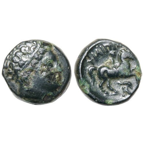 175 - KINGS OF MACEDON. Philip II, 359-336 BC. Ae Unit. Uncertain mint in Macedon. 17mm, 6.88g. Diademed m... 