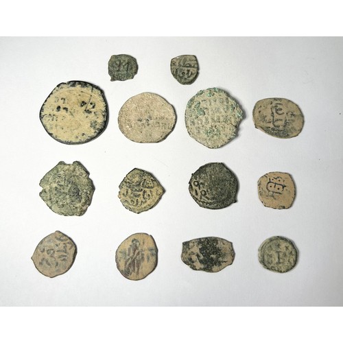 191 - Lot of Ancient Roman Bronze Coins (14). Circa 2nd-7th century CE. An interesting lot of uncleaned co... 