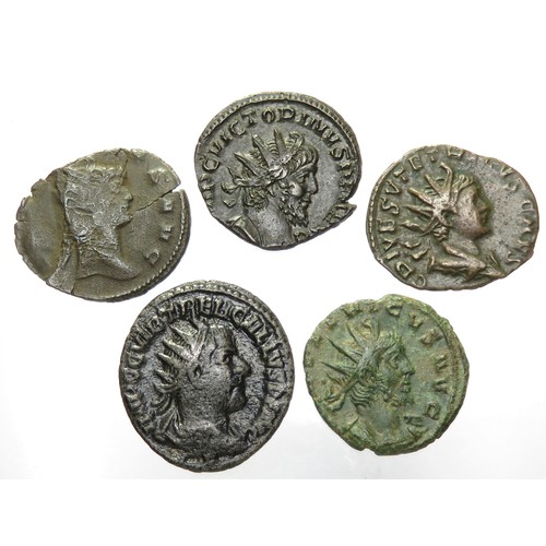 318 - Roman Antoninianus Group (5). Circa 3rd century CE. Billon, mm. Trebonianus Gallus, FELICITAS PVBL. ... 