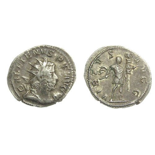 292 - Gallienus Silver Antoninianus. Cologne 257-8 AD. Radiate bust and draped bust right, GALLIENVS P F A... 