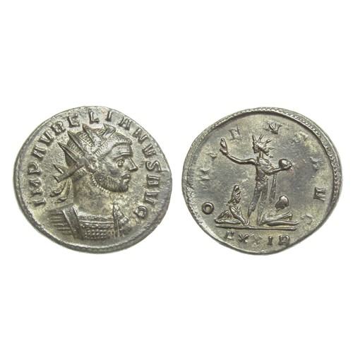 295 - Aurelian Antoninianus. Rome 274-5 AD. Radiate bust right, IMP AVRELIANVS AVG. R. ORIENS AVG, Sol sta... 