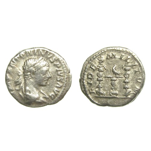 280 - Elagabalus Silver Denarius. Rome 220-21 AD. Laureate and draped bust right, IMP ANTONINVS PIVS AVG. ... 