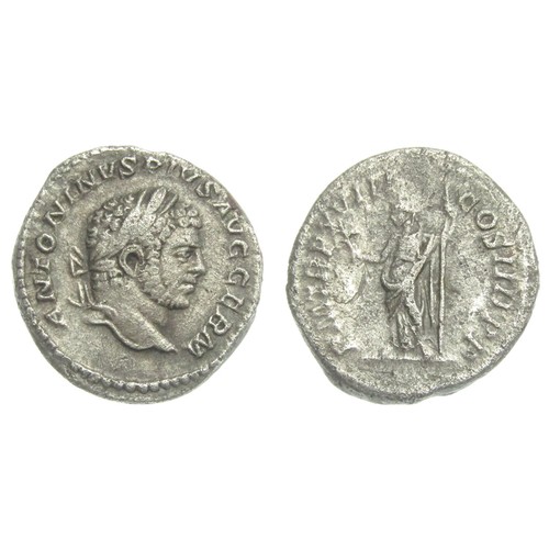 274 - Caracalla Silver Denarius. Rome 214 AD. Laureate bust right, ANTONINVS PIVS AVG GERM. R. P M TR P XV... 