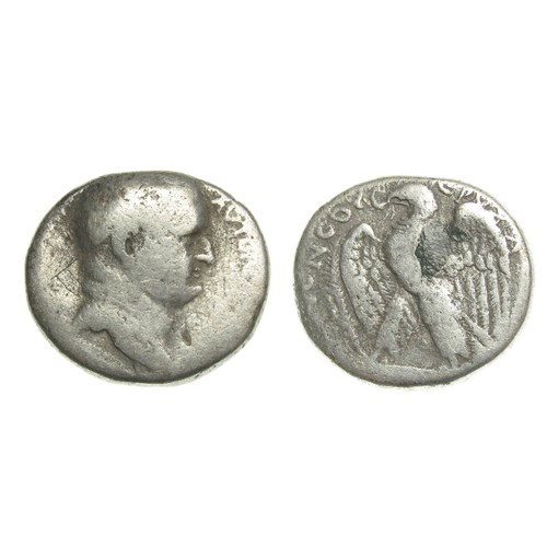 252 - Greek Imperial, Vespasian Tetradrchm. Syria, Seleucis and Piera. Silver, 24mm. 13.87 grams. Laureate... 