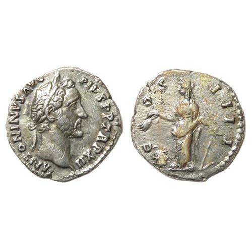 267 - Antoninus Pius Denarius. Rome 148 AD. Laureate bust right, ANTONINVS AVG PIVS P P TR P XII. R. COS I... 