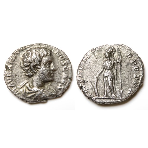 273 - Caracalla Denarius. 98 AD. Laodicea. Bare-headed draped bust right, M AVR ANTONINVS CAES. R. SECVRIT... 