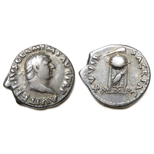 250 - Vitellius Denarius. Rome, July - December 69 AD. Laureate head right, A VITELLIVS GERM IMP AVG TR P.... 