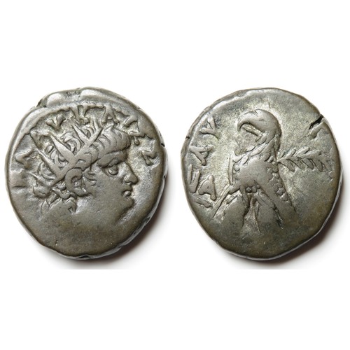 248 - Nero tetradrachm. Egypt, Alexandria. Circa 65-66 BC, (year 12). Billon, 23mm.13.63g. Radiate bust ri... 