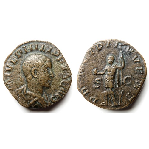 289 - Philip II Sestertius, as Caesar, 244-247. Rome, 246-247. M IVL PHILIPPVS CAES Bare-headed and draped... 