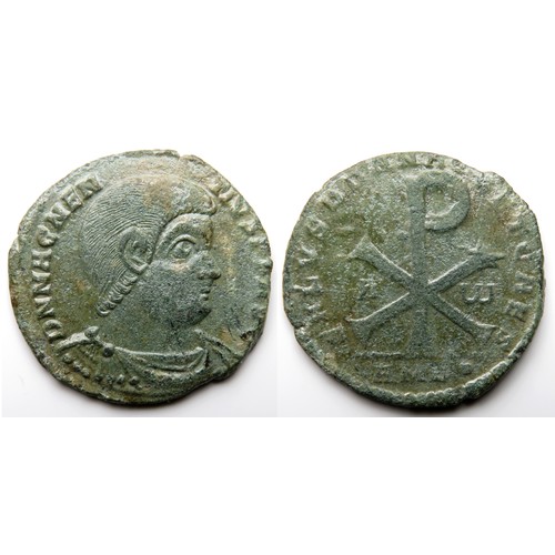 316 - Magnentius. Double Centenionalis. Ambianum, AD 350-353. D N MAGNENTIVS P F AVG, bare-headed, draped ... 