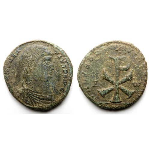 317 - Magnentius. Double Centenionalis. AD 350-353. D N MAGNENTIVS P F AVG, bare-headed, draped and cuiras... 