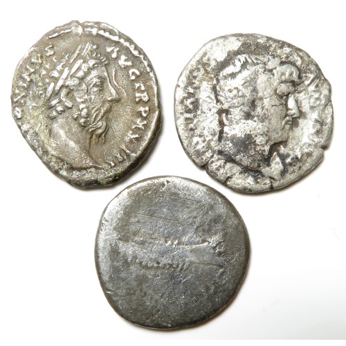 323 - Three Roman Silver Denarii. Circa 1st century BC-2nd century AD. To include, Mark Anthony legionary ... 