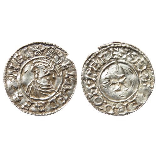 338 - Aethelred II Last Small Cross Type Penny. 978-1016 AD. Silver, 1.09g. Diademed bust left, +EDELRED R... 