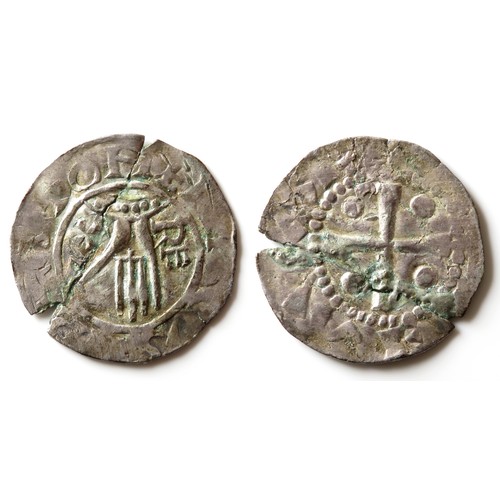 341 - Henry II Holy Roman Emperor Silver Denier. Circa 1002-1024 CE. Silver, 1.2g. 19mm. Hand with REX aro... 