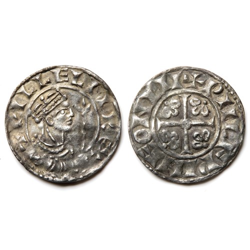 William I penny. 1066-1087 AD. BMC Type 7, London. Silver, 20mm, 1.05g. Crowned bust right holding sceptre, +PILLELM REX. R. PVLLFPINE ON LV. Moneyer Wulfwine. Ref: Spink 1256.