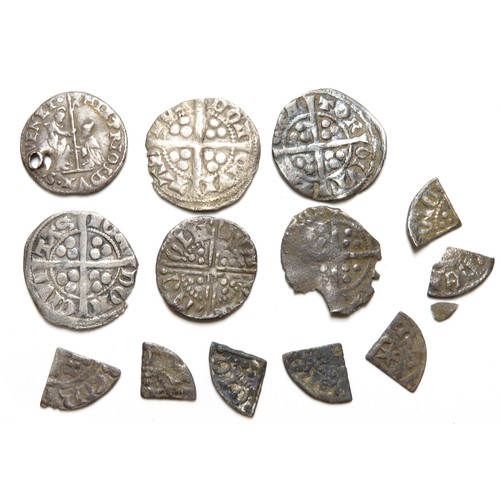 357 - Hammered silver coin group (13). Circa 12th -15th century AD. Largest: 19mm, 1.27g. To include penni... 