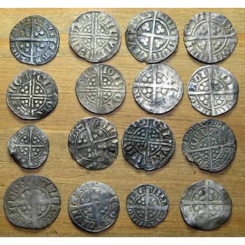 363 - Medieval silver hammered coin group (16). Circa 13th-14th century AD. Pennies and halfpennies from t... 