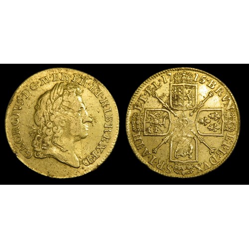 380 - George I Gold Guinea, 1715. 8.3g. 23mm. Third Laureate head right, GEORGIVS D G M BR FR ET HIB REX F... 