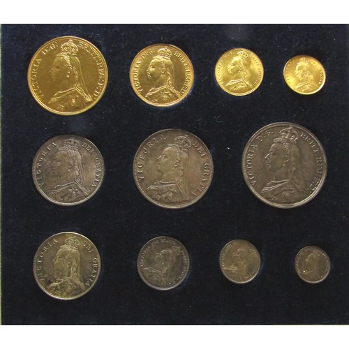 408 - Victoria 1887 Golden Jubilee Coin Set. Issued in the summer of 1887 and containing four gold coins a... 