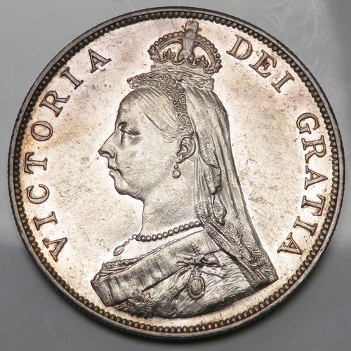 406 - Victoria Silver Double-Florin 1889. Jubilee bust left, VICTORIA DEI GRATIA. R. Crowned cruciform shi... 