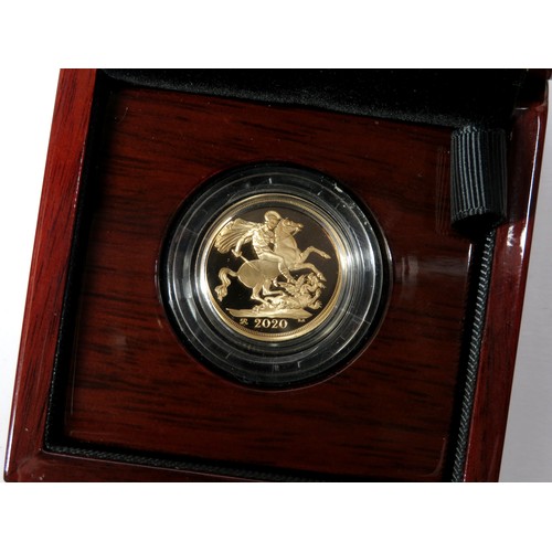 450 - 2020 proof Gold Sovereign, boxed with COA.