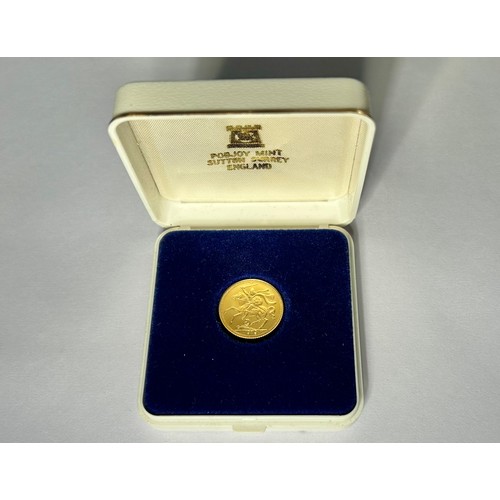 440 - Isle of Man Gold BU Half Sovereign 1979, in presentation box. 22ct gold, 3.99g. 19mm. Crowned bust r... 