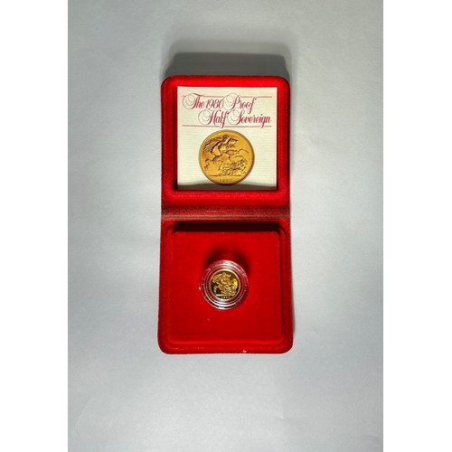 443 - British Gold Proof Half Sovereign 1980, in presentation box. 22ct gold, 3.99g. 19mm. Crowned bust ri... 