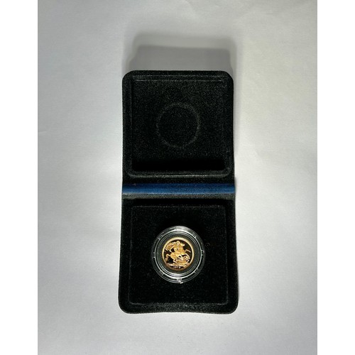 445 - British Gold Proof Sovereign 1979, in presentation box. 22ct gold, 7.98g. 22mm. Crowned bust right, ... 