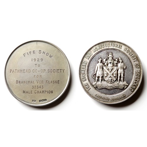 500 - Scottish interest: British Fresian Cattle Society's Championship Medal in silver by Mappin & Web... 