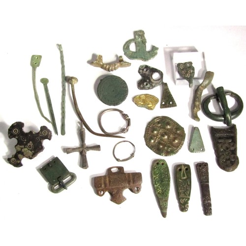 123 - Collection Of Anglo Saxon Artefacts (20). Circa 6th-10th century CE. To include, Chip carved interla... 