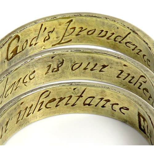 57 - 18th Century Silver Gilt Posy Ring. Circa 1740 CE. 4.79g. 22.63mm. UK ring size, Q. US size 8. A D-s... 