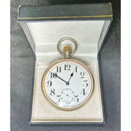 75 - Large Swiss Argentan Goliath Pocket Watch. Circa 1910. 64mm, 207g. An impressive pocket watch in Arg... 