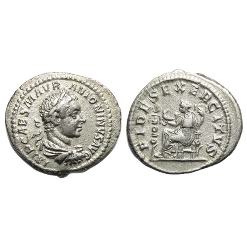 135 - Elagabalus Denarius. Rome, 218-9 AD. Silver, 2.46g, 21mm. Laureate and draped bust right, IMP CAES M... 